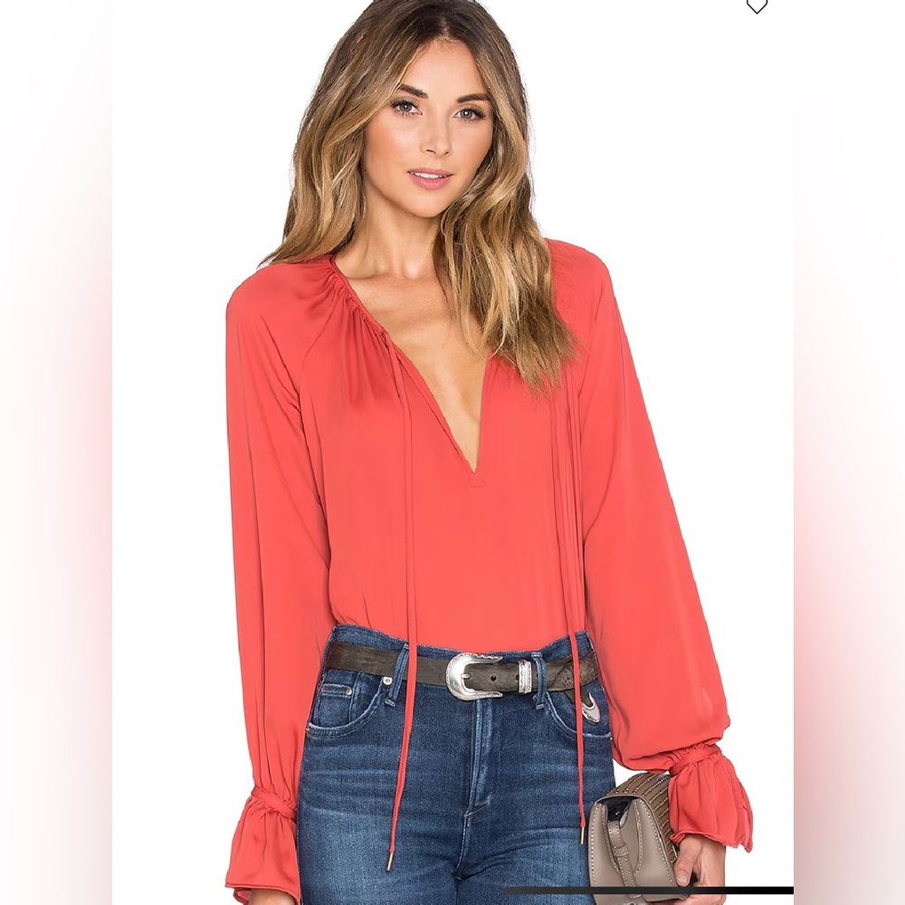 L’Academia Orange Blouse Size Small